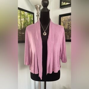 Ann Taylor Lightweight Lilac Open Front Silk/Cotton Blend Cardigan Large